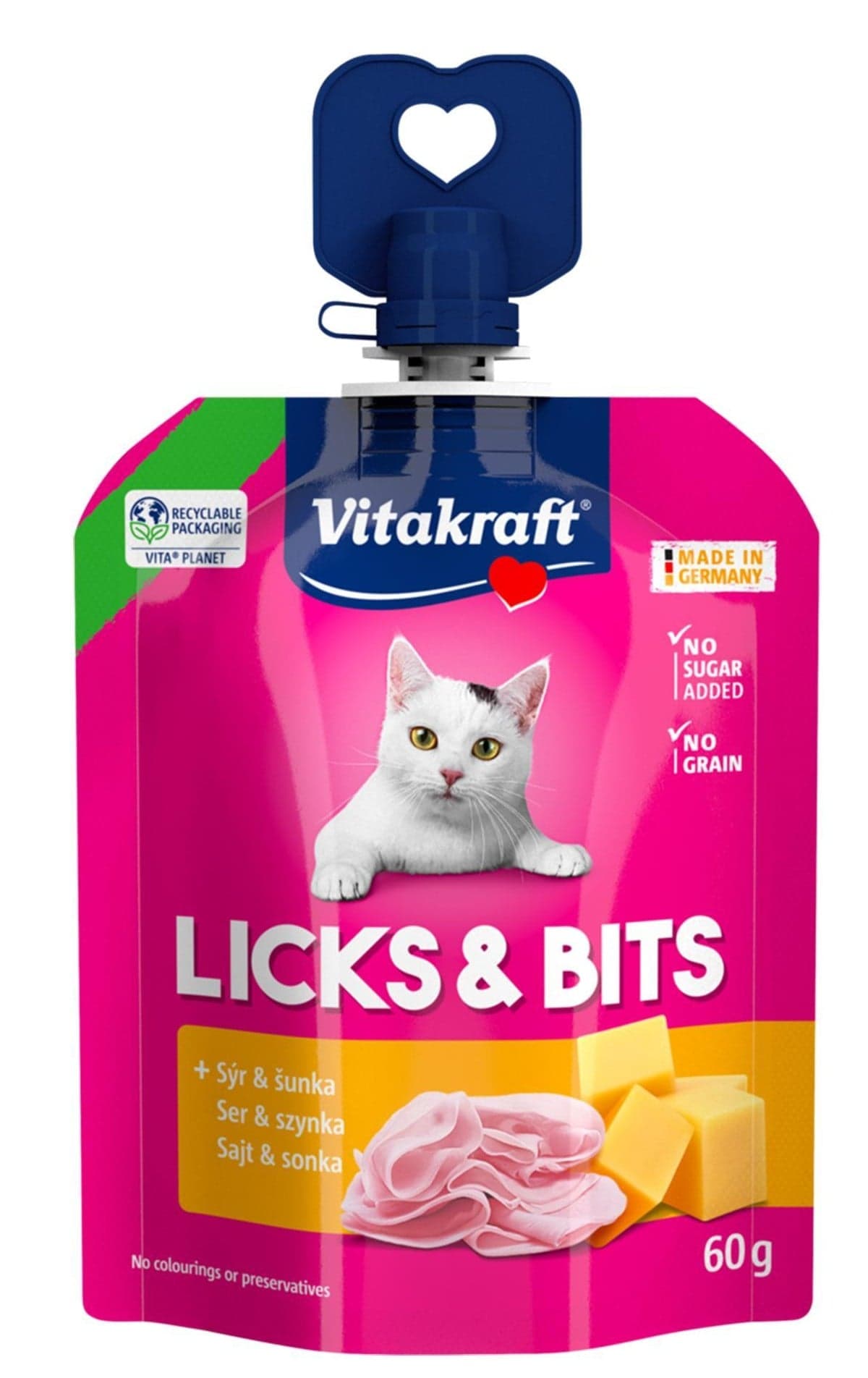 Vitakraft Licks & Bits sýrovo-šunková kapsička pro kočky