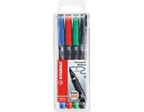 STABILO "OHPen M" Permanentní popisovač mix barev 1 mm (pouzdro) 4 ks