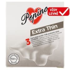 Pepino Extra Thin lubrikované ultra tenké anatomicky tvarované latexové kondomy 3 ks