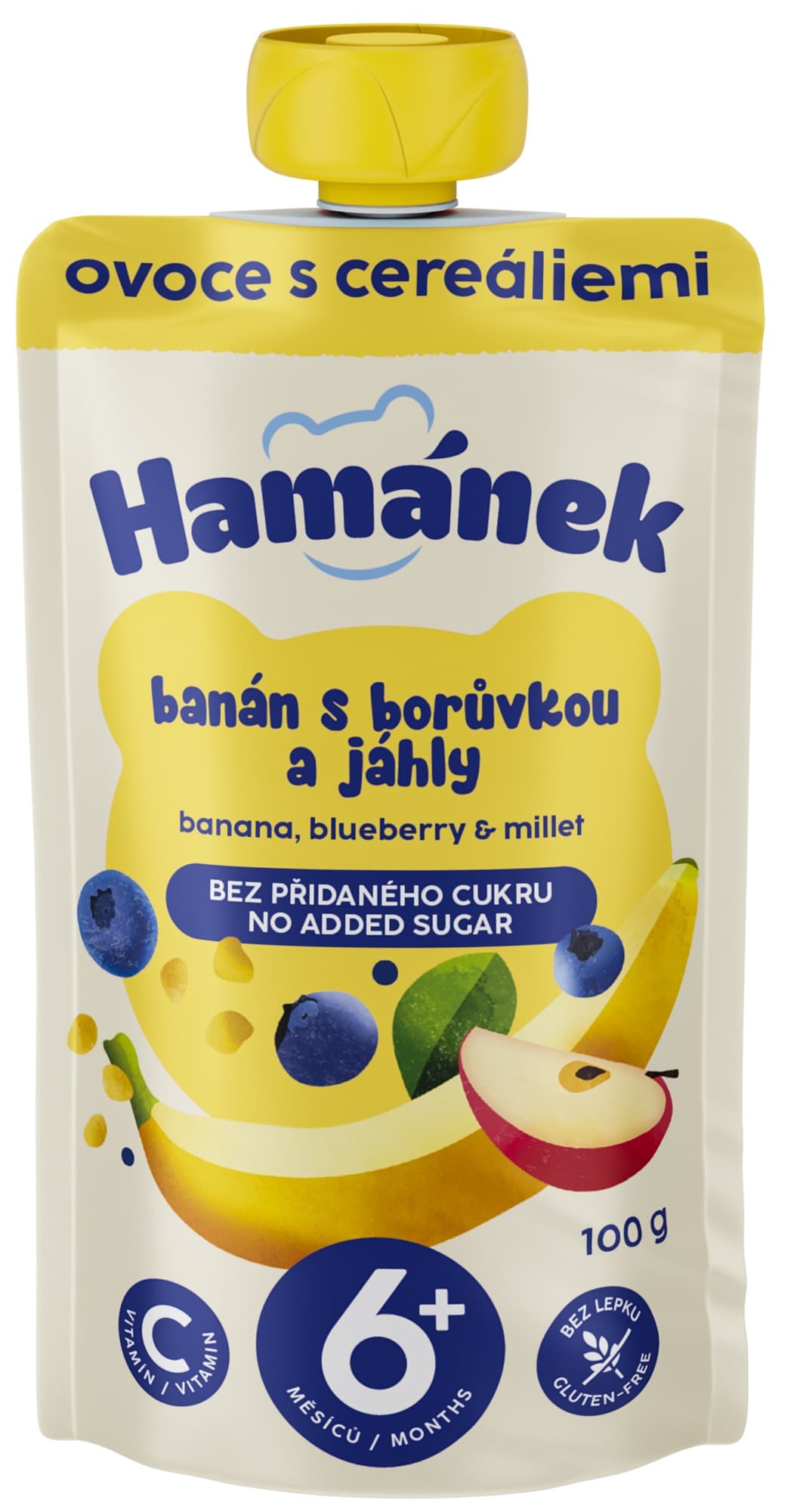 Hamánek Ovocná kapsička banán s borůvkou a jáhly