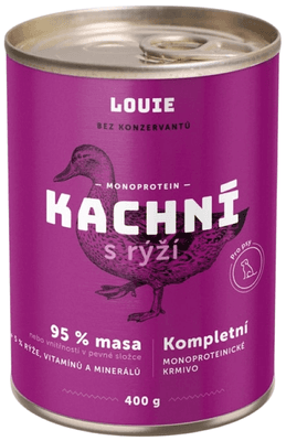 Louie Kachní konzerva s rýží, vitamíny a minerály pro psy