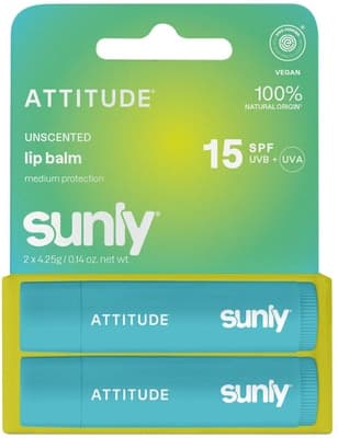 Attitude Minerální balzám na rty Sunly SPF 15 bez vůně  - duopack (2x 4,25 g)