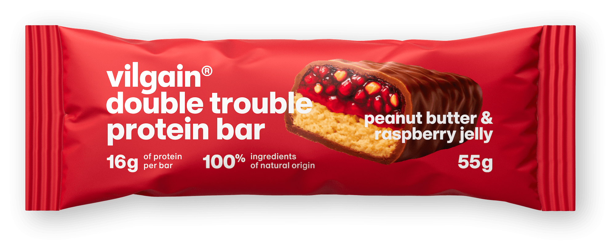 Vilgain Double Trouble Protein Bar arašídové máslo & malinový džem