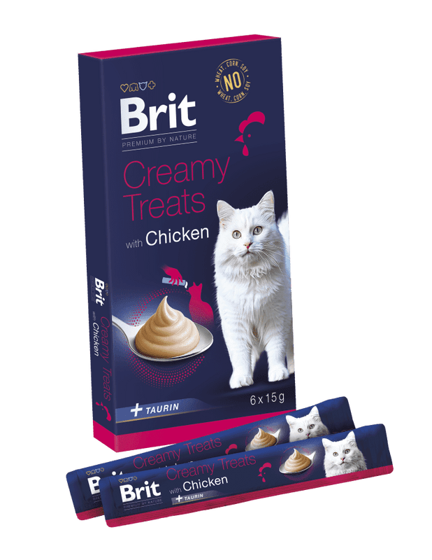 Brit Premium by Nature krémové odměny pro kočky s kuřecím 6×15 g