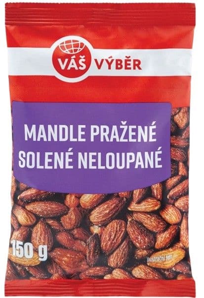 Váš Výběr Mandle pražené solené neloupané 150g