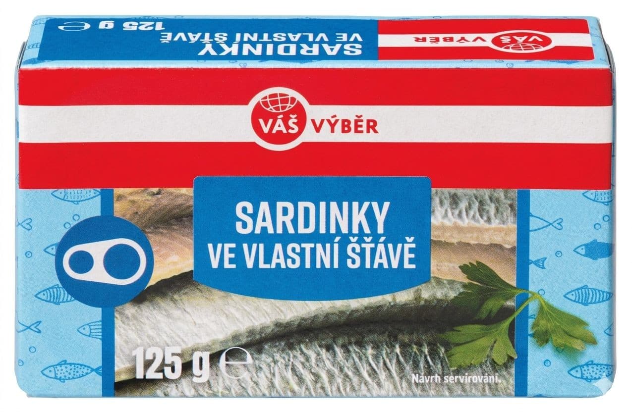 Váš Výběr Sardinky ve vlastní šťávě 125g