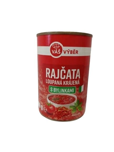 Váš Výběr Rajčata loupaná krájená s bylinkami 400g
