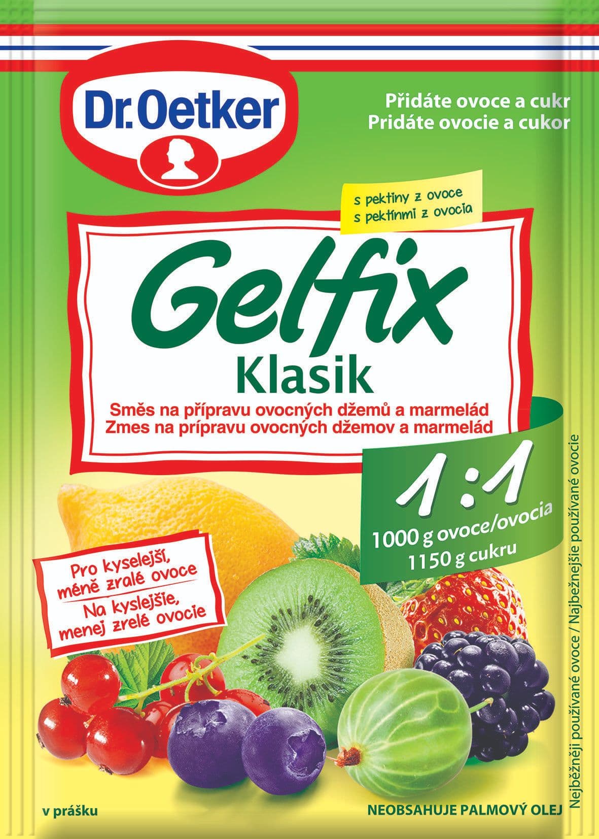 Dr.Oetker Gelfix Klasik 1:1 na přípravu ovocných džemů a marmelád 20g