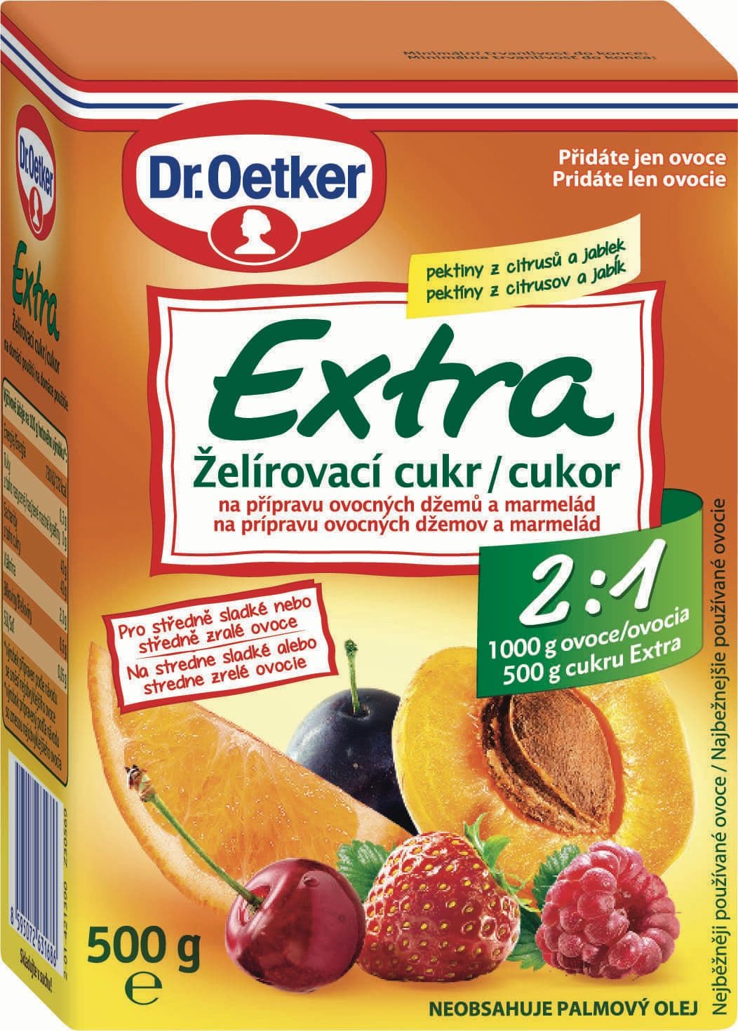 Dr.Oetker Extra želírovací cukr 2:1 na přípravu ovocných džemů a marmelád 500g
