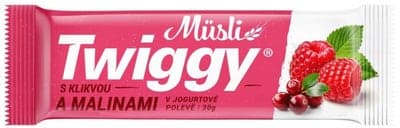 Twiggy tyčinka s klikvou s malinami v jogurtové polevě