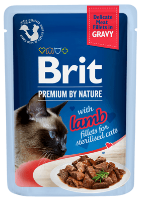 Brit Premium by Nature Filety s jehněčím ve šťávě pro kastrované kočky