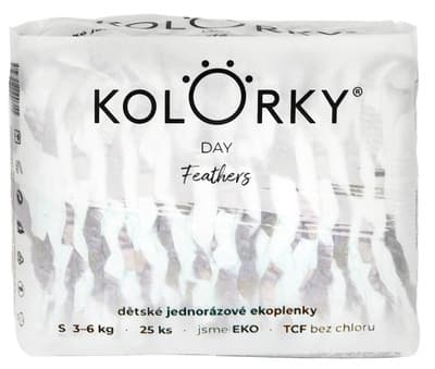 Kolorky Day Jednorázové eko plenky peří S (3-6 kg)