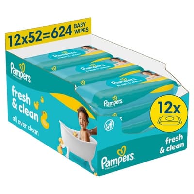 Pampers Ubrousky Fresh Clean Plastic Free (12x 52 ks)