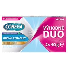 Corega Jemně mátový original extra silný fixační krém pro zubní náhrady 2 x 40g