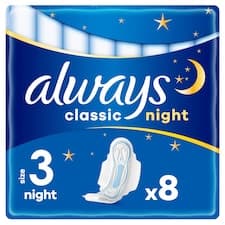 Always Classic Night Hygienické Vložky (Velikost 3) S Křidélky 8ks
