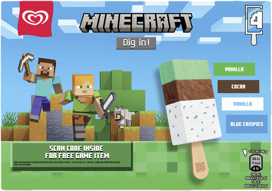 Algida Minecraft 4×75 ml