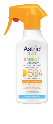 Astrid  SUN Rodinné mléko na opalování sprej SPF 50