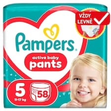 Pampers Active Baby Plenkové Kalhotky, Velikost 5, 58 Kusů, 11kg-17kg