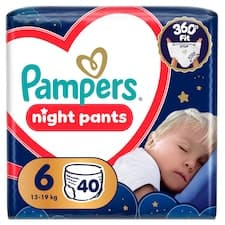 Plenkové Kalhotky Pampers Pants Night Velikost 6, 40 Kusů, 13kg-19kg