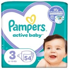 Pampers Active Baby, Velikost 3, 54 Plenky, 6kg-10kg