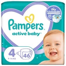 Pampers Active Baby, Velikost 4, 46 Plenky, 9kg-14kg