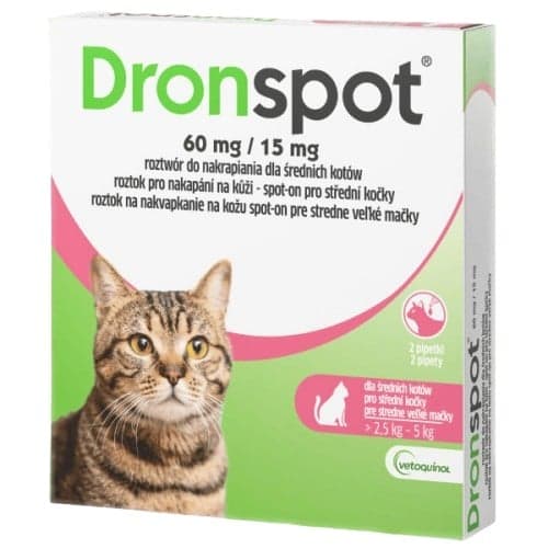 Dronspot 60mg/15mg spot-on střední kočky 2x0.7ml