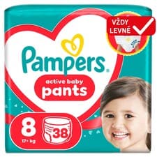 Pampers Active Baby Plenkové Kalhotky, Velikost 8, 38 Kusů, 17kg+