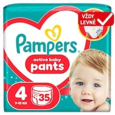 Pampers Active Baby Plenkové Kalhotky, Velikost 4, 35 Kusů, 9kg-15kg