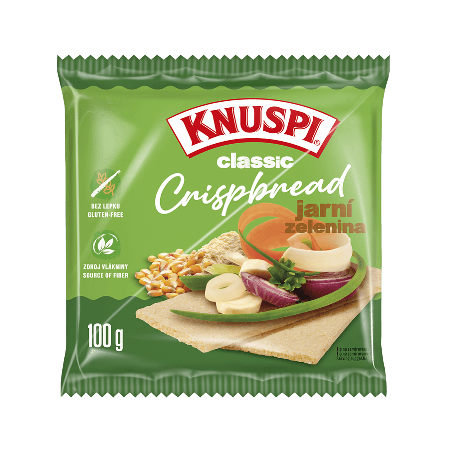 Knuspi Crispbread jarní zelenina křehký plátek