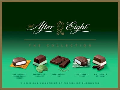 After eight Mint bonboniéra, směs peprmintových bonbónů z mléčné a hořké čokolády