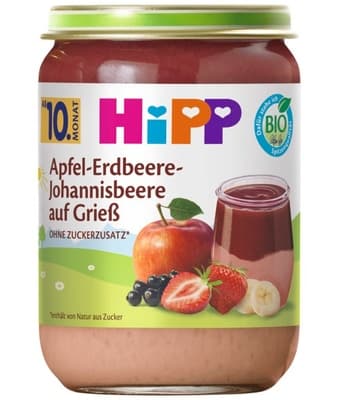 HiPP BIO Krupička s jablky, jahodami a černým rybízem