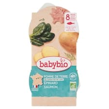 Babybio Bio brambory se špenátem a lososem 2 x 200g