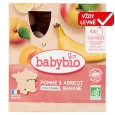Babybio Bio pyré jablko meruňka banán 4 x 90g (360g)
