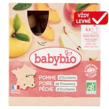 Babybio Bio pyré jablko hruška broskev 4 x 90g (360g)