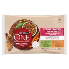 Purina ONE Mini Dog Weight Control kapsičky pro psy krůta, kuře ve šťávě 4 x 85g