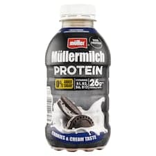 Müller Müllermilch Protein mléčný nápoj s příchutí sušenek a smetany 400g