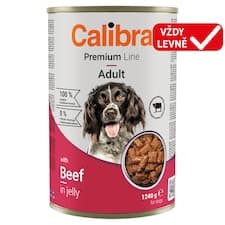 Calibra Premium Line mono nepravidelné kousky pro psy s hovězím v želé 1240g