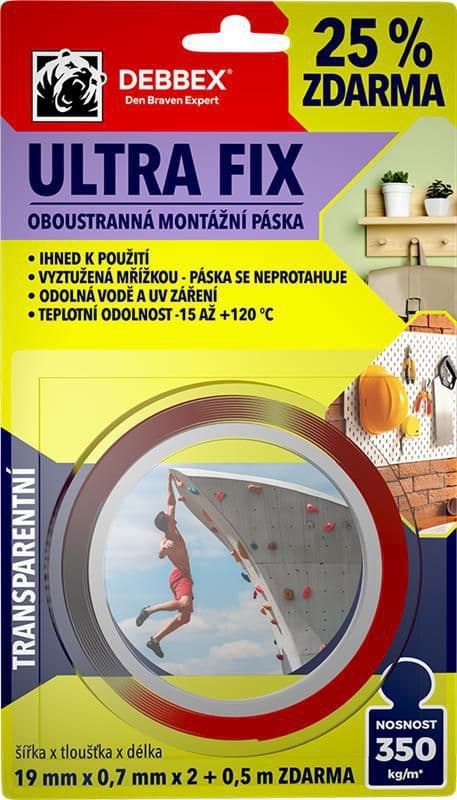 Den Braven Oboustranná montážní páska ULTRA FIX 19x0,7 mm
