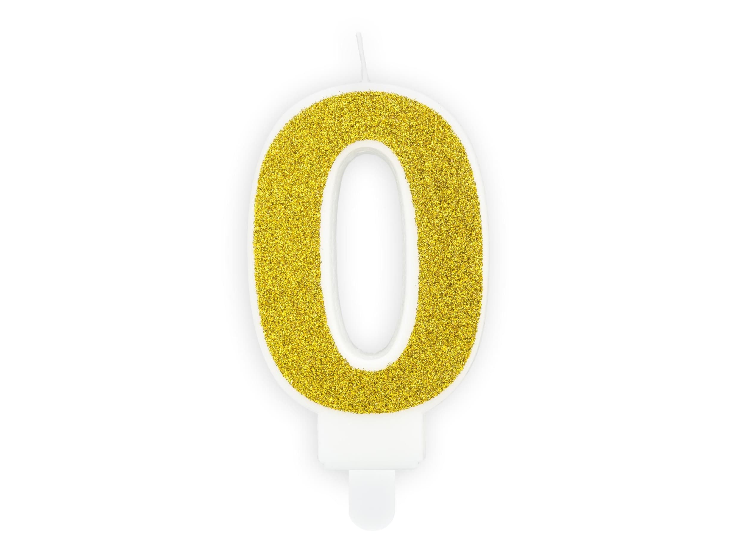 PartyDeco Svíčka, 7 cm, číslice 0, zlatá