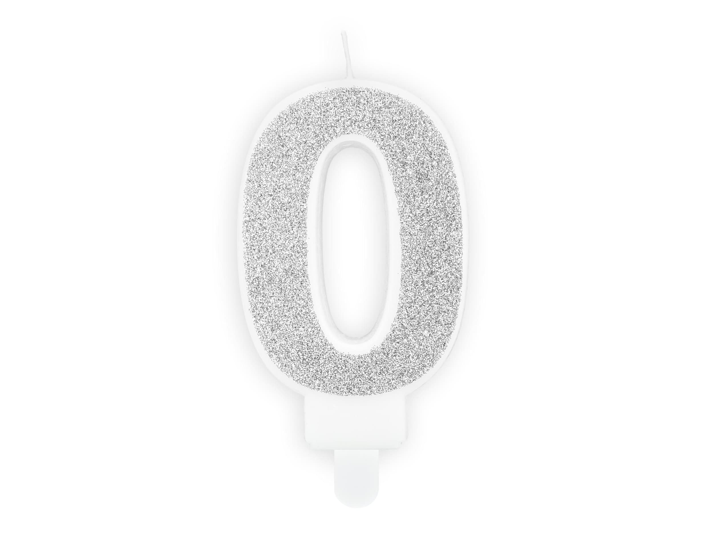 Svíčka, 7cm, číslice"0",stříbrná