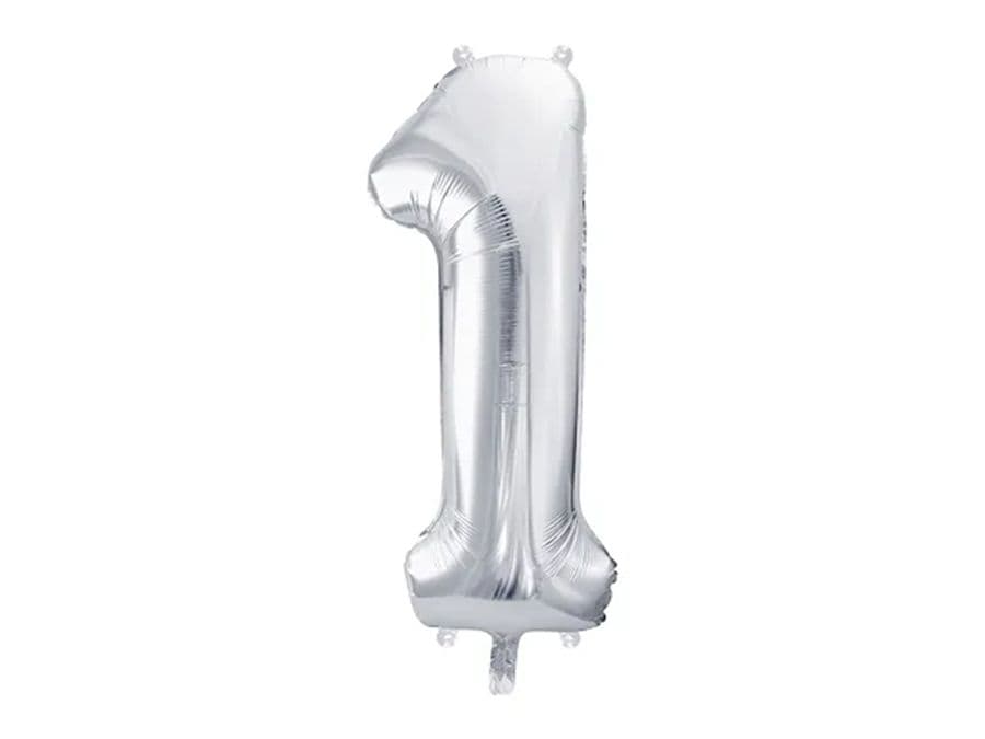 PartyDeco Balónek, 86cm, fóliový, stříbrná,"1"