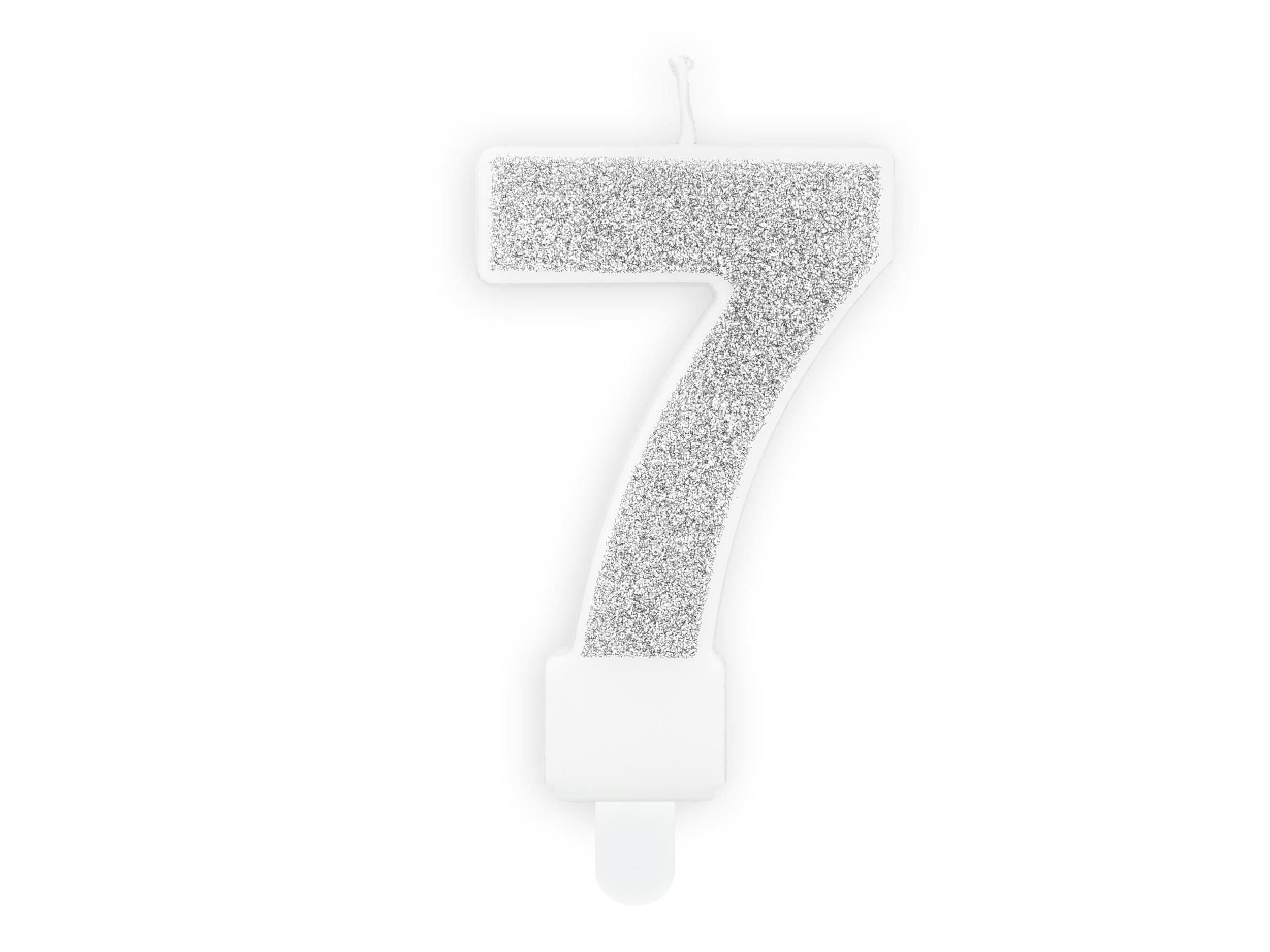 Svíčka, 7cm, číslice"7",stříbrná