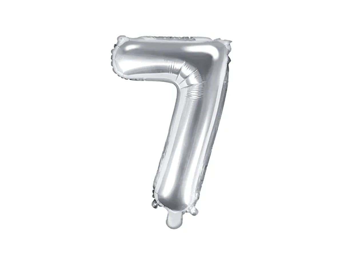 PartyDeco Balónek, 35cm, fóliový, stříbrná,"7"