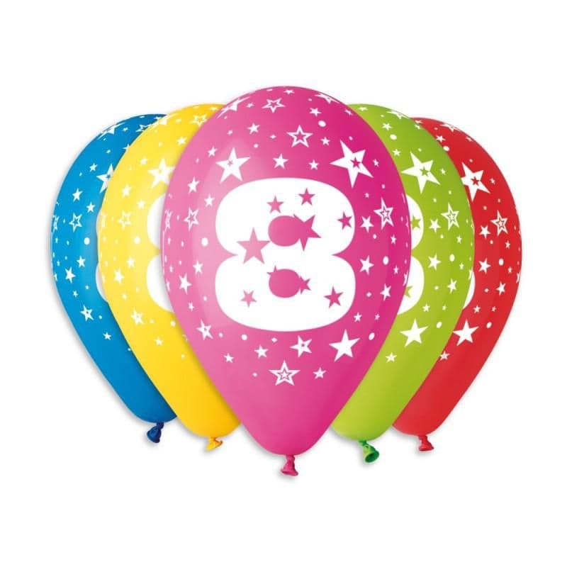 Balónky, 30cm, "8" mix barev,5 ks