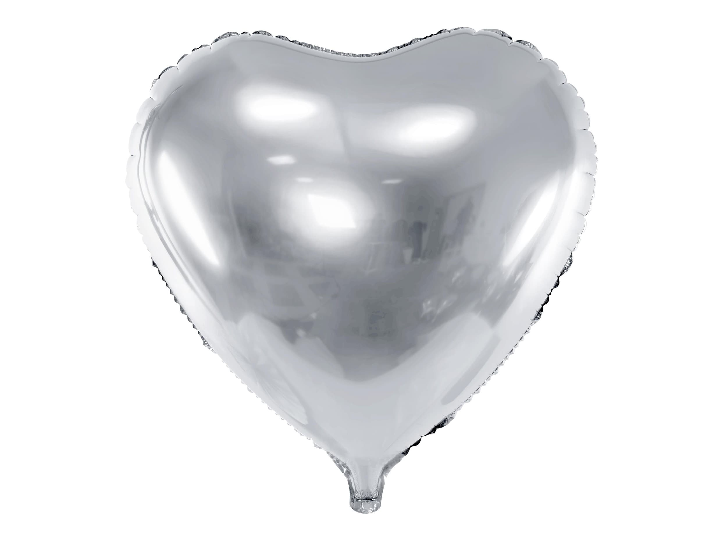 PartyDeco  Balónek, 61 cm, fóliový, srdce, stříbrná