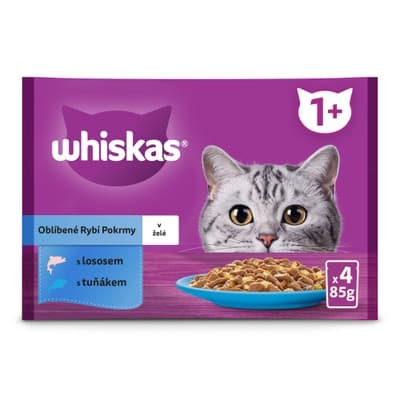 Whiskas Kapsička Oblíbené Rybí Pokrmy v želé pro dospělé kočky 4x85g