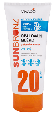 Vivaco Sun Bronz Opalovací mléko bez octocrylenu SPF 20, tuba
