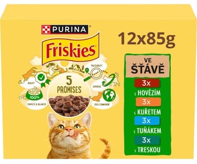 Friskies Kapsičky multipack pro kočky - hovězí, kuře, tuňák, treska 12x85g