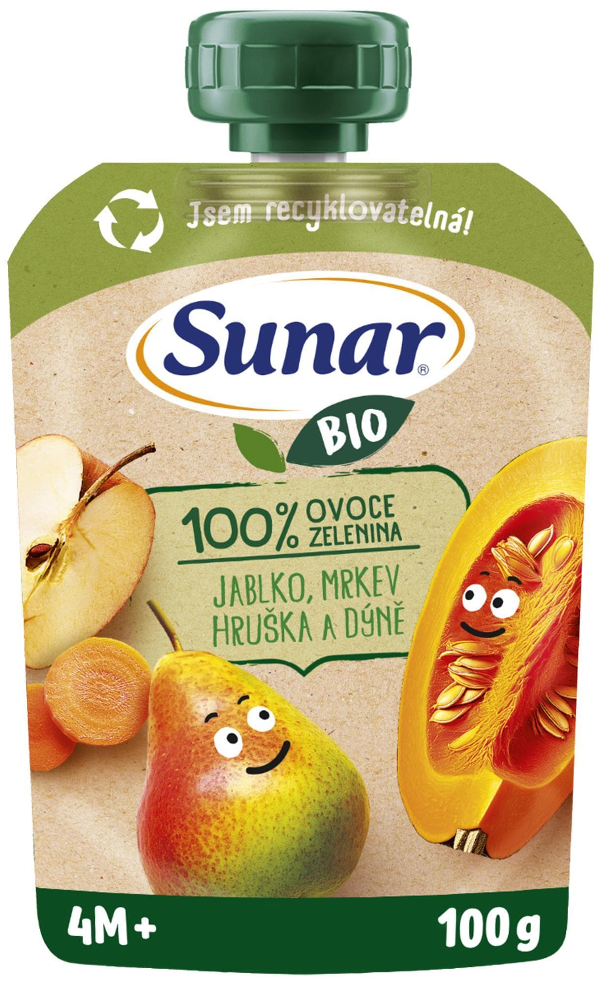 Sunar BIO Ovocno-zeleninová kapsička jablko, hruška, mrkev, dýně