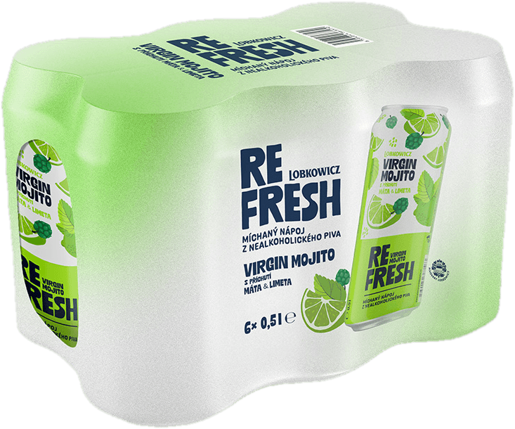 Lobkowicz Refresh Virgin Mohito míchaný nápoj z nealkoholického piva 6×0,5 l plech